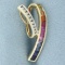 Rainbow Lab Sapphire And Diamond Pendant Slide In 10k Yellow Gold