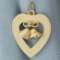 Wedding Or Anniversary Bells Heart Pendant Or Charm In 14k Yellow Gold
