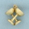 Vintage Crossed Martini Glasses With Olives Charm Or Pendant In 14k Yellow Gold