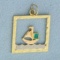 Emerald Sailing Boat Pendant In 14k Yellow Gold