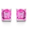6x8 Emerald Cut Lab Pink Sapphire Earrings In Sterling Silver