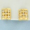 Diamond Cut Two Tone Button Earrings In 21k Yellow And White Gold