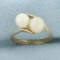 Cultured Pearl Toi Et Moi Bypass Ring In 10k Yellow Gold