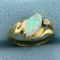 Australian Opal And Diamond Ring In 14k Yellow Gold