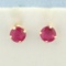 Ruby Stud Earrings In 14k Yellow Gold