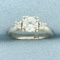 Vintage 3-stone White Sapphire Ring In 14k White Gold