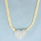 Italian 3ct Pave Diamond Heart Necklace In 14k Yellow Gold
