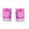 5x7 Emerald Cut Lab Pink Sapphire Earrings In Sterling Silver