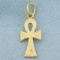 Diamond Cut Egyptian Ankh Pendant Or Charm In 18k Yellow Gold
