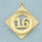 Sweet 16 Charm Or Pendant In 14k Yellow Gold