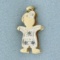 Aquamarine Little Boy Charm In 14k Yellow Gold