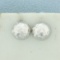 Hammered Dome Button Earrings In 14k White Gold