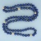 Lapis Lazuli And 14k Gold Bead Hand Knotted Strand Necklace