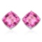 5mm Cushion Lab Pink Sapphire Earrings In Sterling Silver