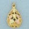Black Hills Gold Leaf Pendant In 10k Yellow, Rose, And Green Gold