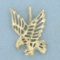 Diamond Cut Eagle Pendant In 14k Yellow Gold