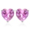 6mm Heart Lab Pink Sapphire Earrings In Sterling Silver