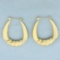 Large Oval Twisting Design Hoop Earrings In 14k Yellow Gold