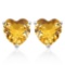 5mm Heart Citrine Earrings In Sterling Silver