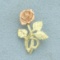 Rose Flower Pendant In 14k Yellow And Rose Gold