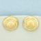 Vintage Button Earrings In 14k Yellow Gold