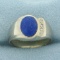 Mens Lapis Lazuli And Diamond Ring In 14k White Gold