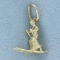 Snow Skiing Pendant Or Charm In 14k Yellow Gold