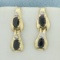Sapphire And Diamond Dangle Earrings In 14k Yellow Gold