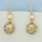 Vintage Pearl Dangle Earrings In 18k Yellow Gold