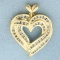 Large Diamond Heart Pendant In 14k Yellow Gold