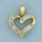 Baguette Diamond Heart Pendant In 14k Yellow Gold