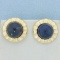 Lapis Lazuli Button Earrings In 14k Yellow Gold