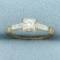 Vintage Diamond Engagement Ring In 14k Yellow Gold With 18k White Gold Top