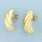 Italian Scallop Designer Earrings In 14k Yellow Gold