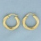 Italian Twisting Design Hoop Earrings In 14k Yellow Gold