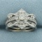 Diamond Engagement Ring And Ring Jacket Set In 14k White Gold
