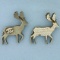 Chanel 01a Cc Pearl Deer Brooches Set Of 2