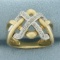 Diamond Woven Design Ring In 14k Yellow Gold