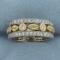 Wide Yellow And White Diamond Pave Band Ring In 18k White, Rose, And Yellow Gold