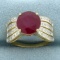 Ruby And Diamond Ring In 14k Yellow Gold