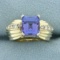 Designer Tanzanite And Diamond Ring In 14k Yellow Gold