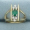 Emerald And Diamond Ring In 14k Yellow Gold