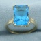 Swiss Blue Topaz Solitaire Ring In 14k Yellow Gold