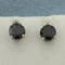 Black Diamond Stud Earrings In 14k White Gold