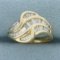 Baguette Diamond Wave Design Ring In 14k Yellow Gold