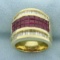 Invisible Set Ruby And Diamond Ring In 18k Yellow Gold