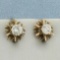 Vintage Diamond Buttercup Stud Earrings In 14k Yellow Gold