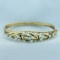 Antique Enamel Hinged Opal Bangle Bracelet In 14k Yellow Gold