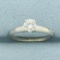 Vintage Diamond Solitaire Engagement Ring In 14k White Gold