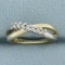 Two Tone Diamond Criss Cross Ring In 10k Yellow And White Gold